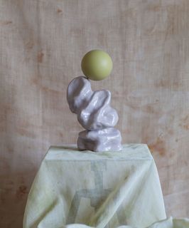 10.Lilac stoneware sculpture with green sphere